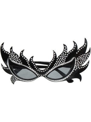 DS LLC Taşlı Göz Kamaştıran Siyah Parti Alev Gözlük Iegtgrs-34