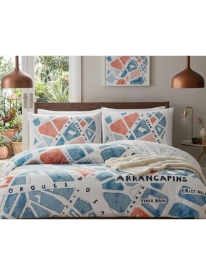 Taç Genç Modası Ranforce Pamuklu Çift Kişilik Nevresim Takımı Selby Mavi