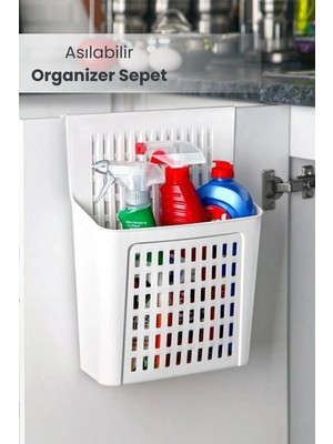 Özbience Pratik Dolap Kapağına Asılabilir Organizer Sepet, Temizlik ve Düzen Kolaylığı