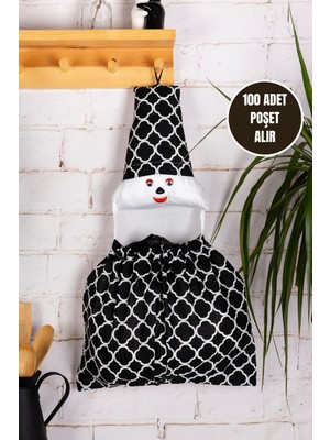 Özbience Çok Amaçlı Lastikli Poşetlik, Dekoratif Mutfak Düzenleyici Siyah