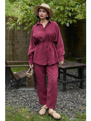 inStyle Boydan Dikişli Bordo Ikili Takım
