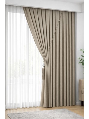 Bulut Teks Sık Pile Keten Fon Perde 1x3 Pileli Kırışmaz Yıkanabilir %100 Keten (Aksesuar Hediyeli) 1 Adet