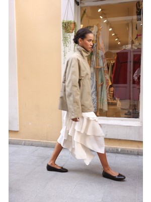 Lutvelizade Babet 2609 - Minimal Kurdele Detaylı Acı Kahve Kadın Babet