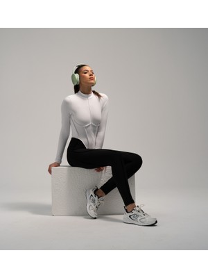 Lismina Siyah Beyaz Sculpt Line Uzun Kollu Spor Tayt Tulum
