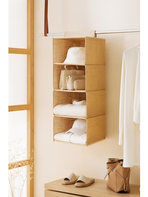 Özbience 4 Katlı Jüt Askılı Dolap Içi Katlanabilir Organizer, Şık ve Pratik Kullanım