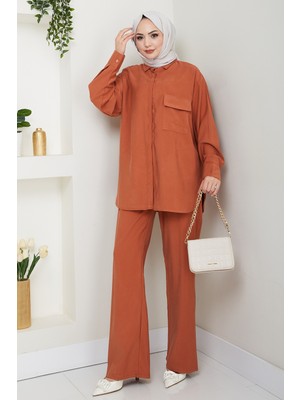 inStyle Cep Detay Modal Kiremit Ikili Takım