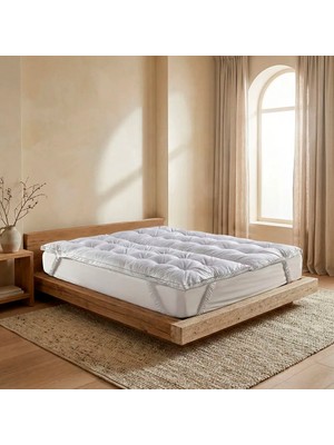 Tüy Geçirmez 2'ye Ayrılabilen %100 Kaz Tüyü Topper 180x200 cm - Piume Punto Comfort