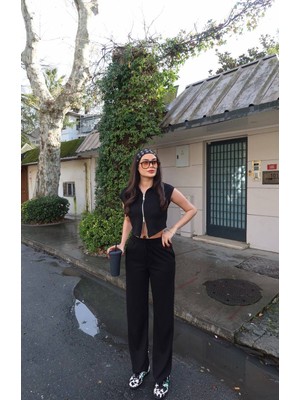 Salome Butik Modal Kumaş Çift Fermuarlı Takım