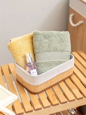 Özbience Bambu Katlanabilir Dikdörtgen Sepet 25X15 Cm, Şık ve Pratik Saklama Çözümü