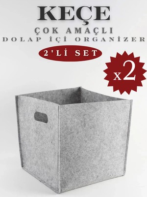 Özbience Çift Set Keçe Organizer, Çok Amaçlı Dolap Içi Düzenleyici, Kare Tasarım