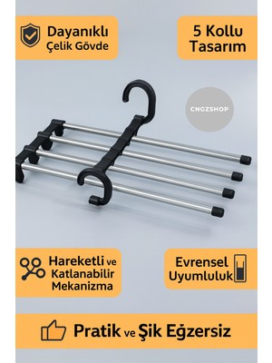 Özbience Katlanabilir Çoklu Kot Pantolon ve Eşarp Askısı, Pratik Dolap Düzeni