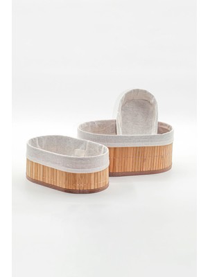 Özbience 3'lü Bambu Sepet Seti, Çok Amaçlı Doğal Saklama Kutuları