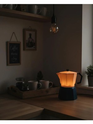 Lycia Design Kahve Köşesi Özel Moka Pot Tasarım Abajur - Mutfak ve Cafe Için Dekoratif Lamba