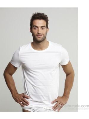 Miorre Beyaz Renk Erkek Kısa Kol Fanila Yumuşak Pamuklu Nefes Alabilir Rahat Kesim