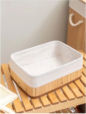 Özbience Bambu Katlanabilir Dikdörtgen Sepet, Doğal ve Şık 32X23X12 cm