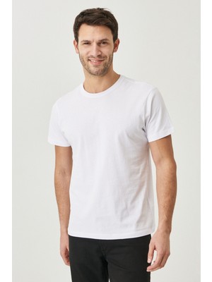 Altınyıldız Classics Slim Fit Bisiklet Yaka Erkek Tişört Paketi 2'li Kısa Kol Günlük Beyaz