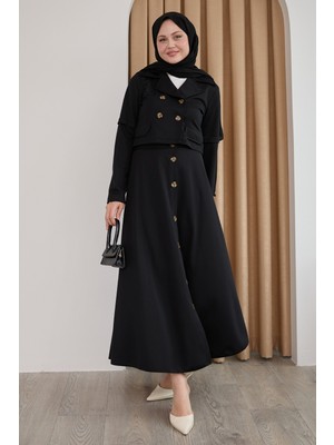 inStyle Eteği Düğmeli Siyah Ikili Takım