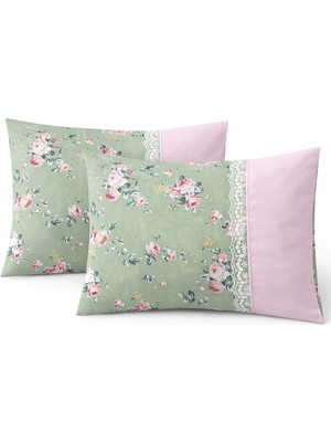Ankazen Çiçekli Pembe Dantelli Zarf Yastık Kılıfı 2 Adet