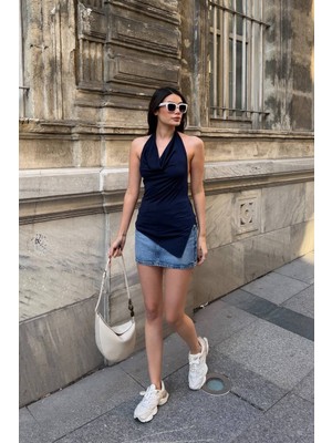 Salome Butik Kadın Dgaje Yaka Kolsuz Basic Bluz