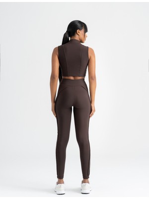 Lismina Sculpt Line Kahverengi Dikiş Modelli Spor Tayt