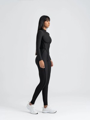 Lismina Siyah Sculpt Line Uzun Kollu Spor Tayt Tulum