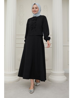 inStyle Kurdele Detay Etekli Siyah Takım