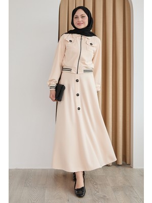inStyle Ribana Düğmeli Krem Ikili Takım