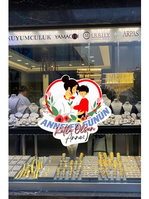 Mıgnatıs Anneler Günün Kutlu Olsun Anne Cam Vitrin Stickerı 50CM