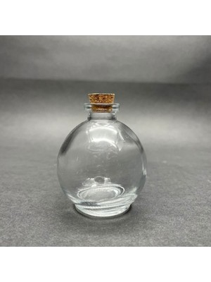 Özbience 50 ml Yuvarlak Cam Şişe, Mantar Tıpalı, Şeffaf ve Şık Tasarım