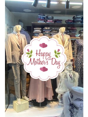 Mıgnatıs Anneler Günü Güllü Happy Mother's Day Cam Vitrin Stickerı 50CM