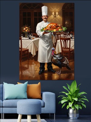 Tablomega Hindi Sunan Mutlu Şef Dekoratif Kanvas - Mdf Ahşap Tablo