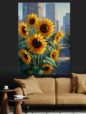 Tablomega Gün Işığında Sarı Ayçiçekleri Dekoratif Kanvas - Mdf Ahşap Tablo
