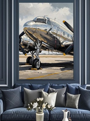 Tablomega Pervaneli Antika Uçak Teknik Çizim Dekoratif Kanvas - Mdf Ahşap Tablo