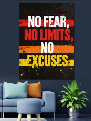 Tablomega No Fear No Limits Motivasyon Dekoratif Kanvas - Mdf Ahşap Tablo