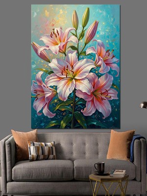 Tablomega Renkli Laleler ve Bahar Buketi Dekoratif Kanvas - Mdf Ahşap Tablo