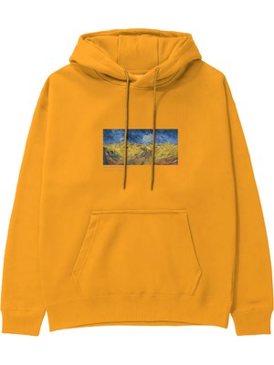 The Lucid Lab Buğday Tarlası ve Kargalar Hoodie - Turuncu