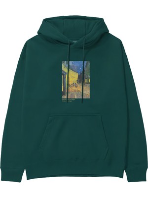 The Lucid Lab Café Terrace At Night Hoodie - Koyu Yeşil