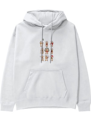 The Lucid Lab Christmas Reindeer Crew Hoodie - Beyaz