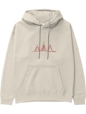The Lucid Lab Brushstroke Christmas Tree Hoodie - Krem