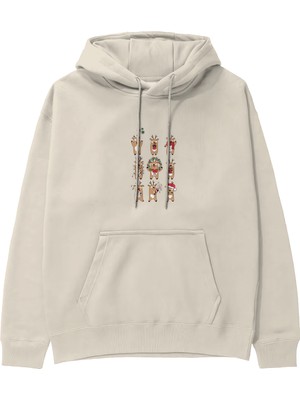 The Lucid Lab Christmas Reindeer Crew Hoodie - Krem