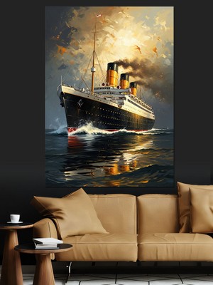 Tablomega Dalgaları Yaran Dev Titanik Gemisi Dekoratif Kanvas - Mdf Ahşap Tablo
