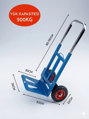 Fujika Yeni Nesil Profesyonel 200KG Taşıma Kapasite Katlanır El Arabası Koli Yük Eşya Paket Taşıma