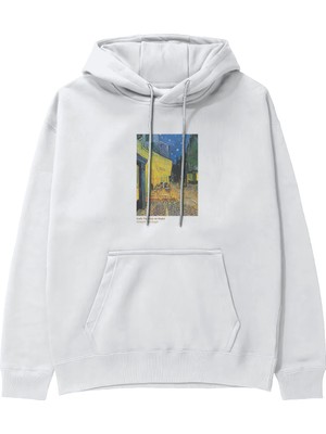 The Lucid Lab Café Terrace At Night Hoodie - Beyaz