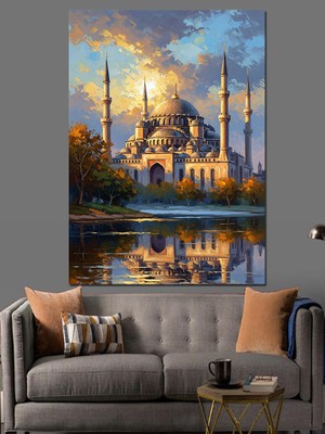 Tablomega Istanbul Boğazı ve Tarihi Camiler Dekoratif Kanvas - Mdf Ahşap Tablo