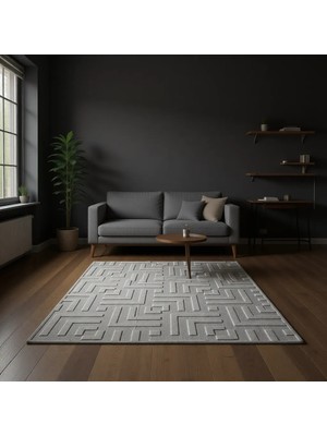 Dinarsu Halı Grace 54100 261 Krem Yıkanabilir Hasır Halı Geometrik Tema 80 x 260 cm