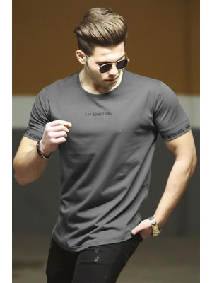 Madmext Füme Erkek Tişört %100 Cotton Kısa Kol Slim Fit Yaz Sezonu Ürün