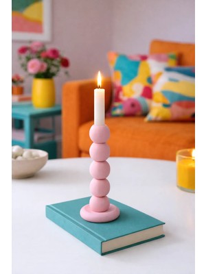 Bit Byte Brick Bubble Desenli Mumluk & Şamdan - Şeftali Pembesi