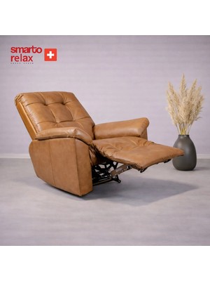 Smarto Relax Tv Koltuğu Basel Elektrikli Masajlı Sırt Dayanağı Kontrol Panelli Ergonomik Deri Dekoratif Baba Koltuğu