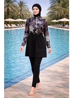 Tesmay Sporcu Likra Hızlı Kuruyan Kumaş Kadın Tesettür Mayo 21123