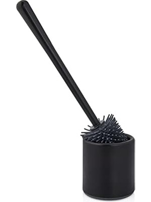 River Silikon Wc Tuvalet Banyo Fırçası Klozet Fırçası Siyah Oval
